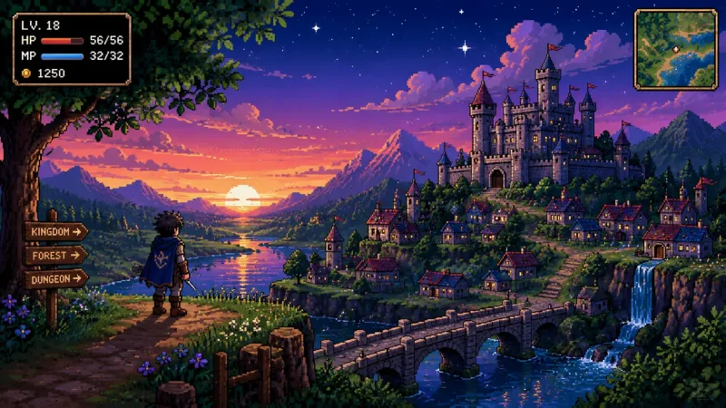 16-Bit Kingdom at Sunset wallpaper preview