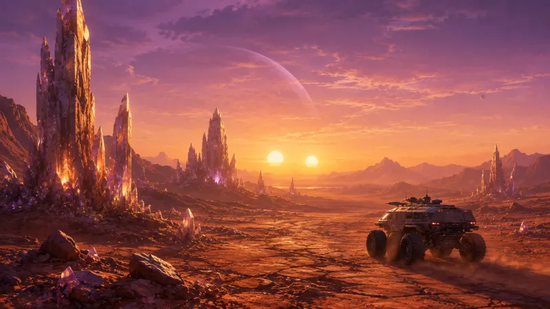 Alien Desert Twin Suns Wallpaper wallpaper preview