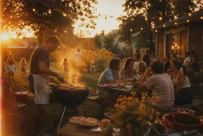 Backyard Summer Retro Film BBQ Wallpaper wallpaper preview