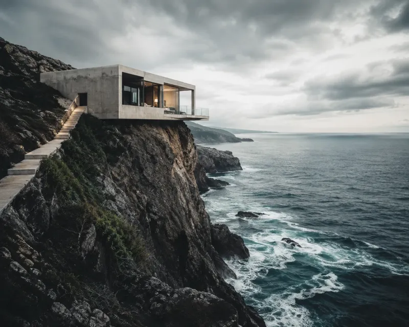 Cliffside Modern Editorial Architecture Wallpaper wallpaper preview