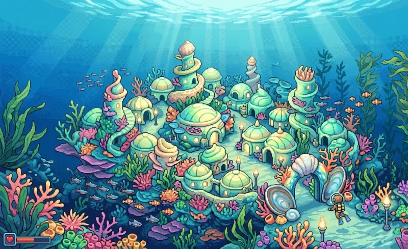 Coral Depths, 32-Bit Pixel Art Wallpaper wallpaper preview