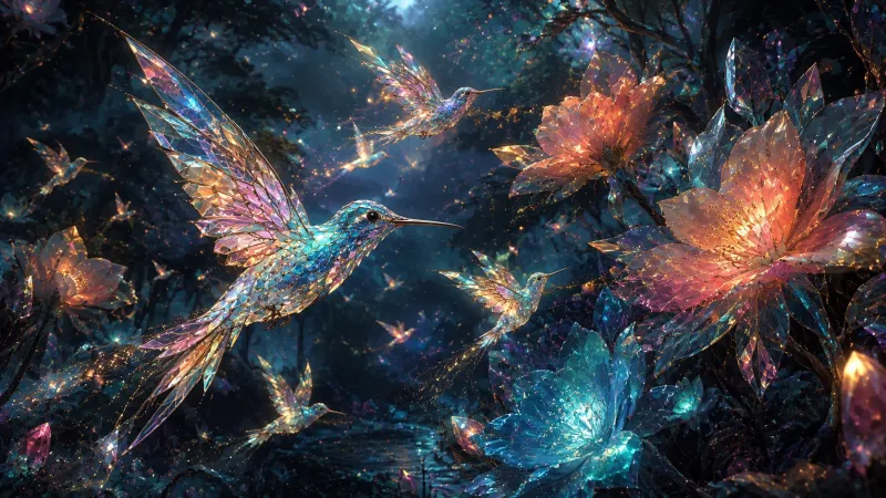 Crystal Hummingbird Fantasy Wallpaper wallpaper preview