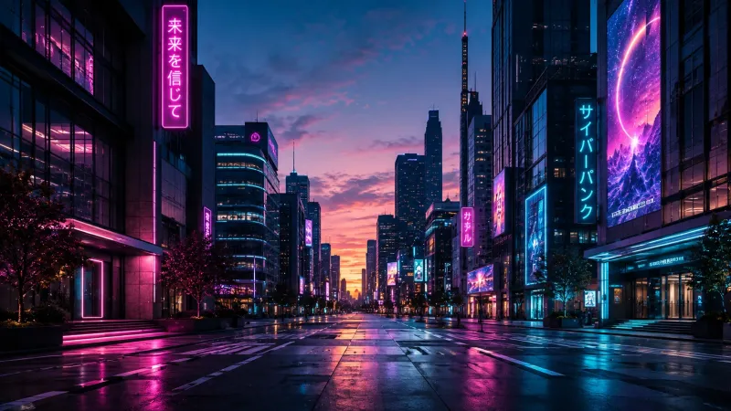 Cyberpunk Neon Streets wallpaper preview