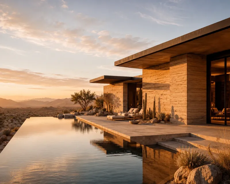 Desert Calm Modern Villa Architecture Wallpaper wallpaper preview