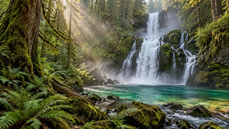 Emerald Falls: Ultra-Realistic Rainforest Wallpaper wallpaper preview