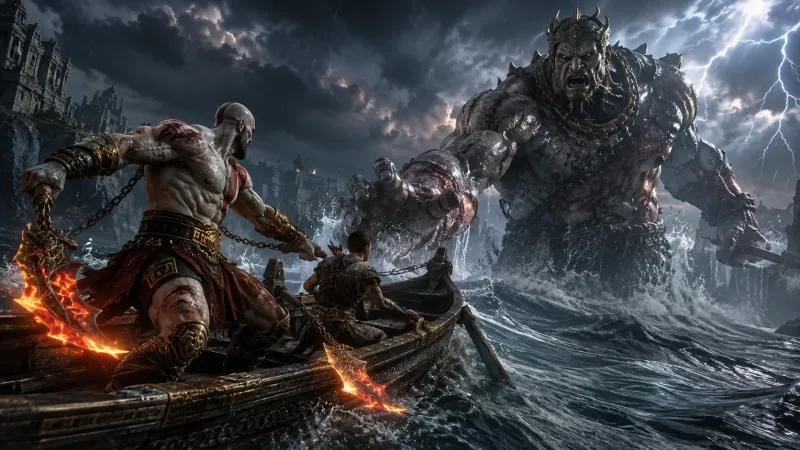Epic Sea Battle – Warrior vs Sea Titan wallpaper preview