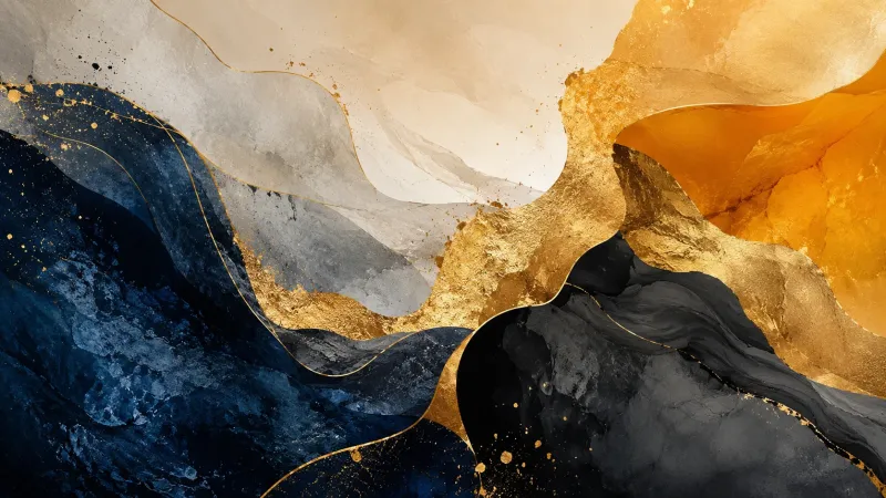 Luxury Navy and Gold Abstract Waves wallpaper preview