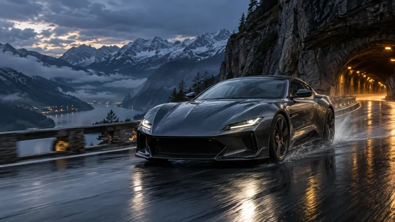 Midnight Apex: Supercar on an Alpine Road wallpaper preview