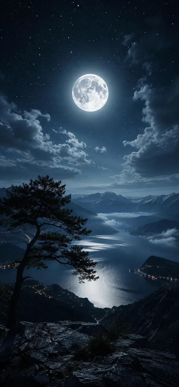Moonlit Mountain Lake
