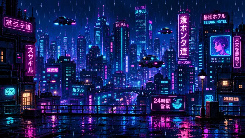 Pixel Cyberpunk City Wallpaper wallpaper preview