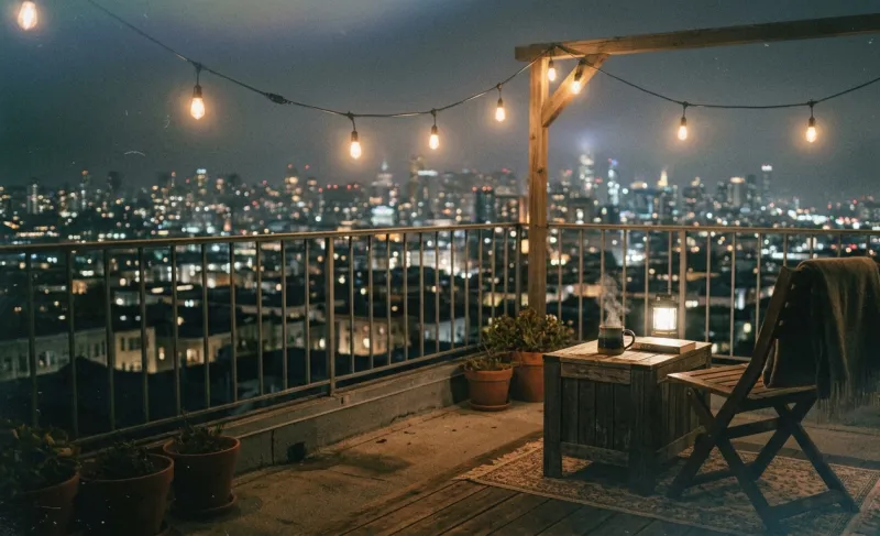 Rooftop Vibes Lo-Fi City Night Wallpaper wallpaper preview
