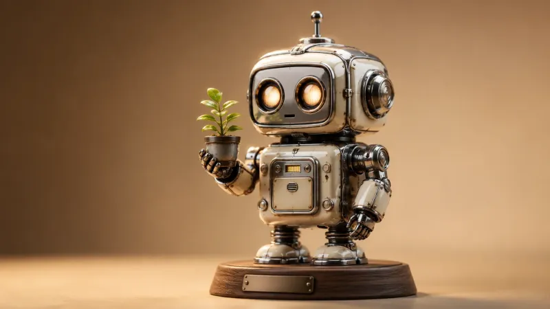 Rusty & Bloom Retro Robot Collectible Wallpaper wallpaper preview