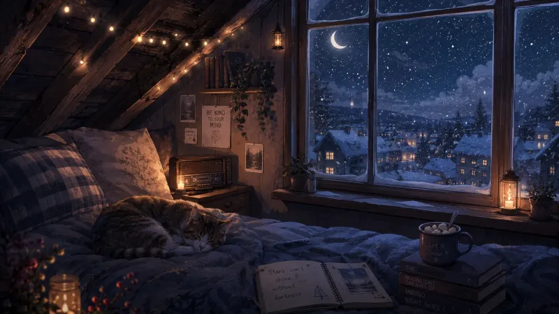 Snowy Attic Lofi Wallpaper wallpaper preview