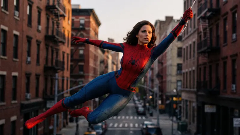 Spider-Girl – Ultra Realistic Superhero City Wallpaper wallpaper preview