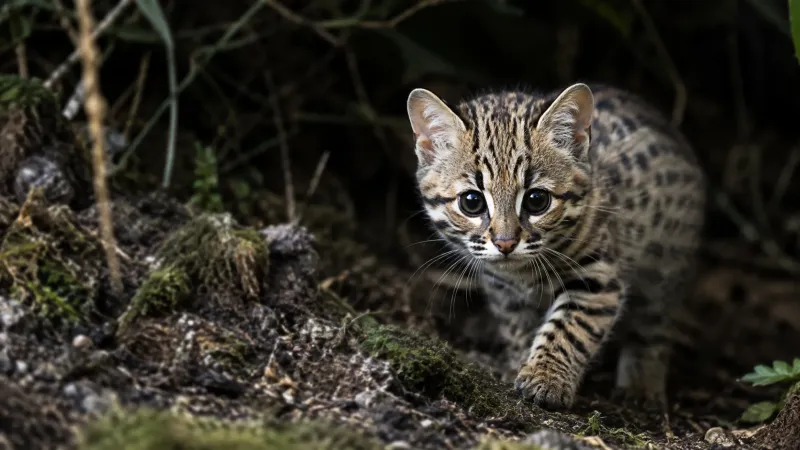 Tiny Wild Cat in the Forest – Realistic 8K Wildlife Wallpaper wallpaper preview