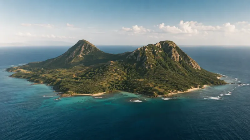 Twin Mountains on a Remote Ocean Island wallpaper preview