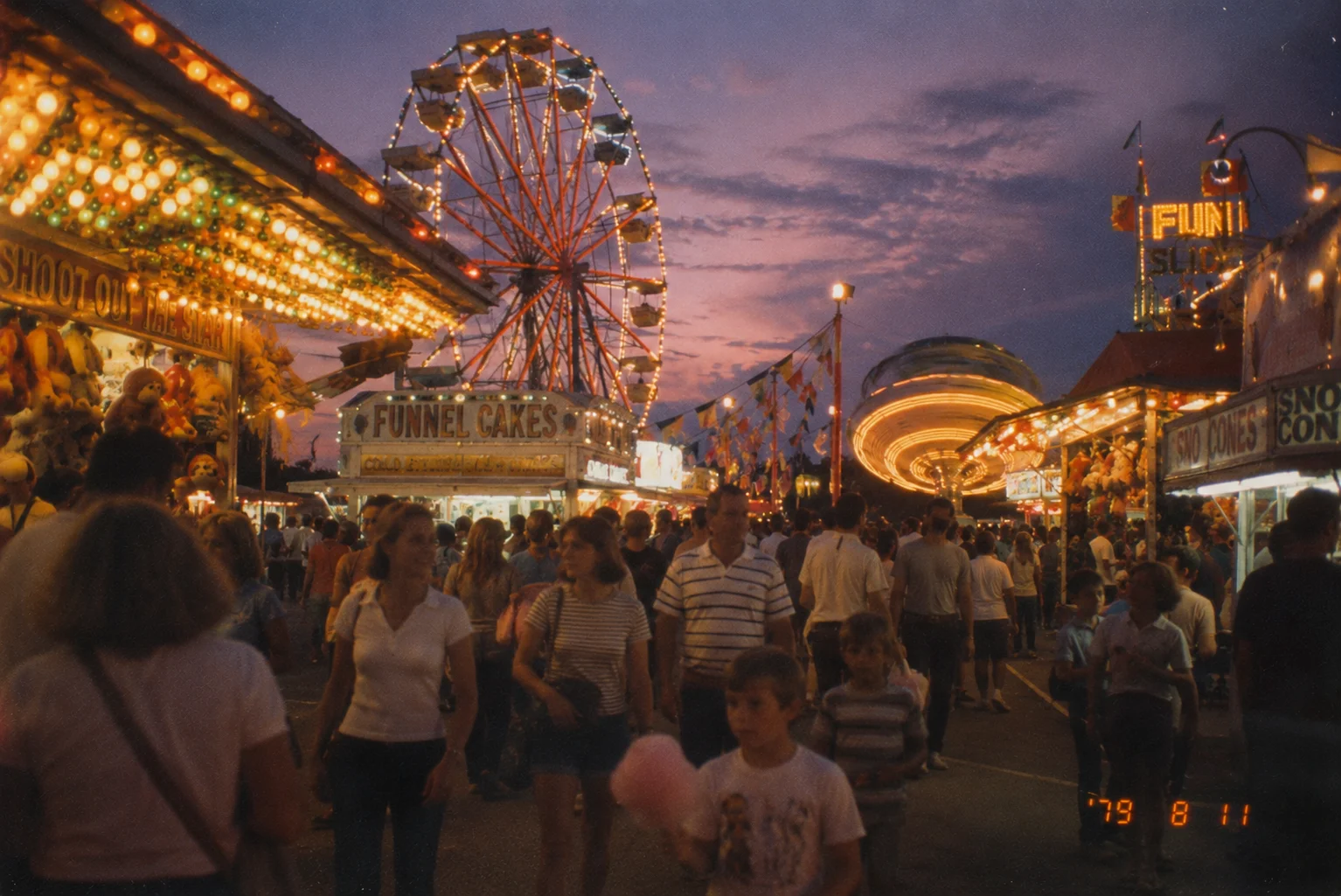 Carnival Nights Retro Film Ferris Wheel Wallpaper wallpaper full preview