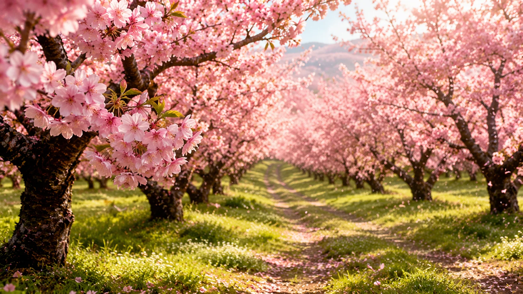 Cherry Blossom Orchard Wallpaper wallpaper full preview