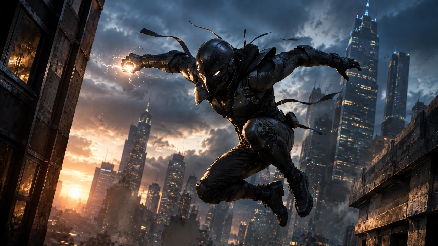 Cinematic Superhero Leap Wallpaper wallpaper full preview