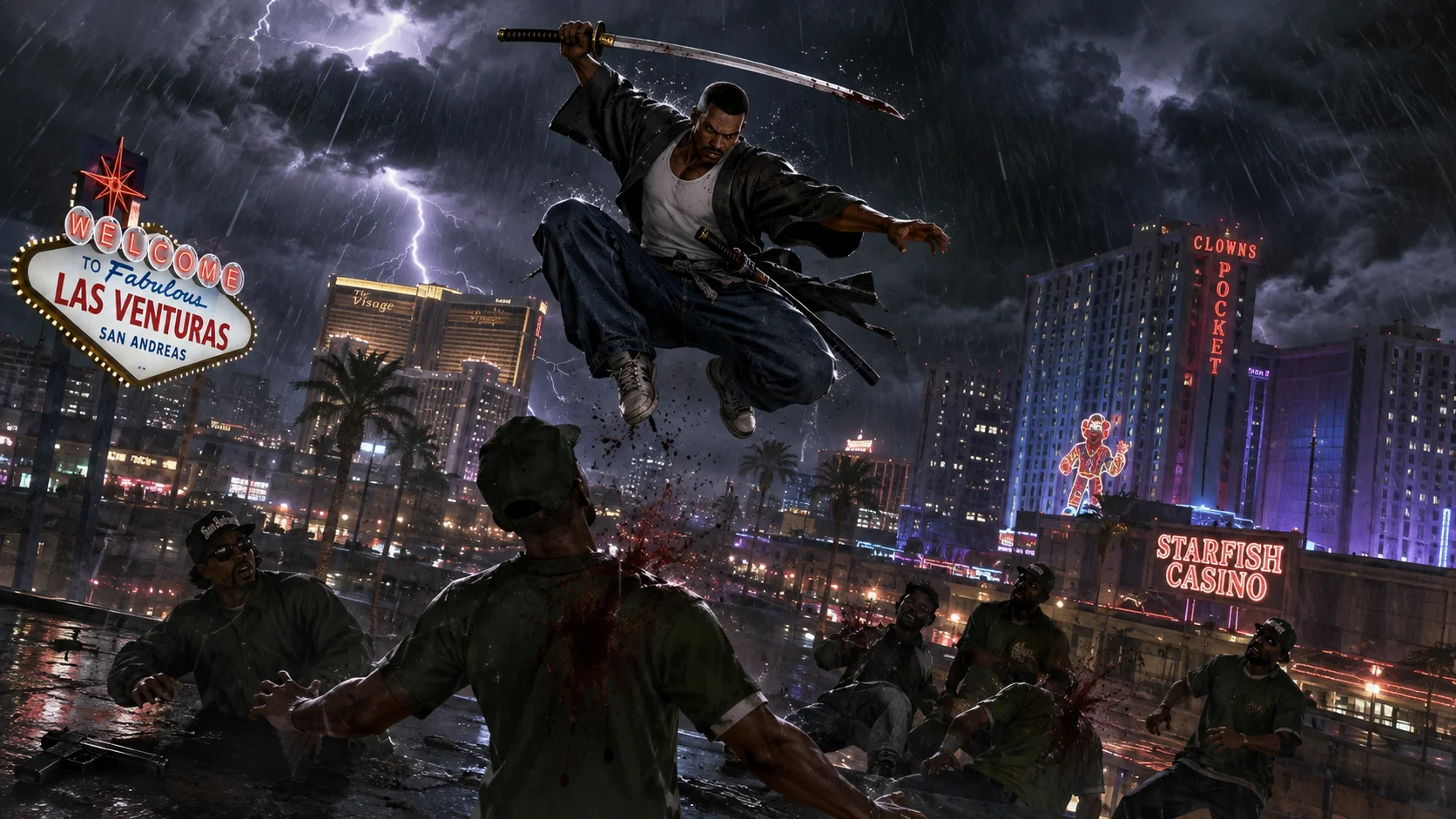 CJ Samurai – Las Venturas Storm Battle wallpaper full preview