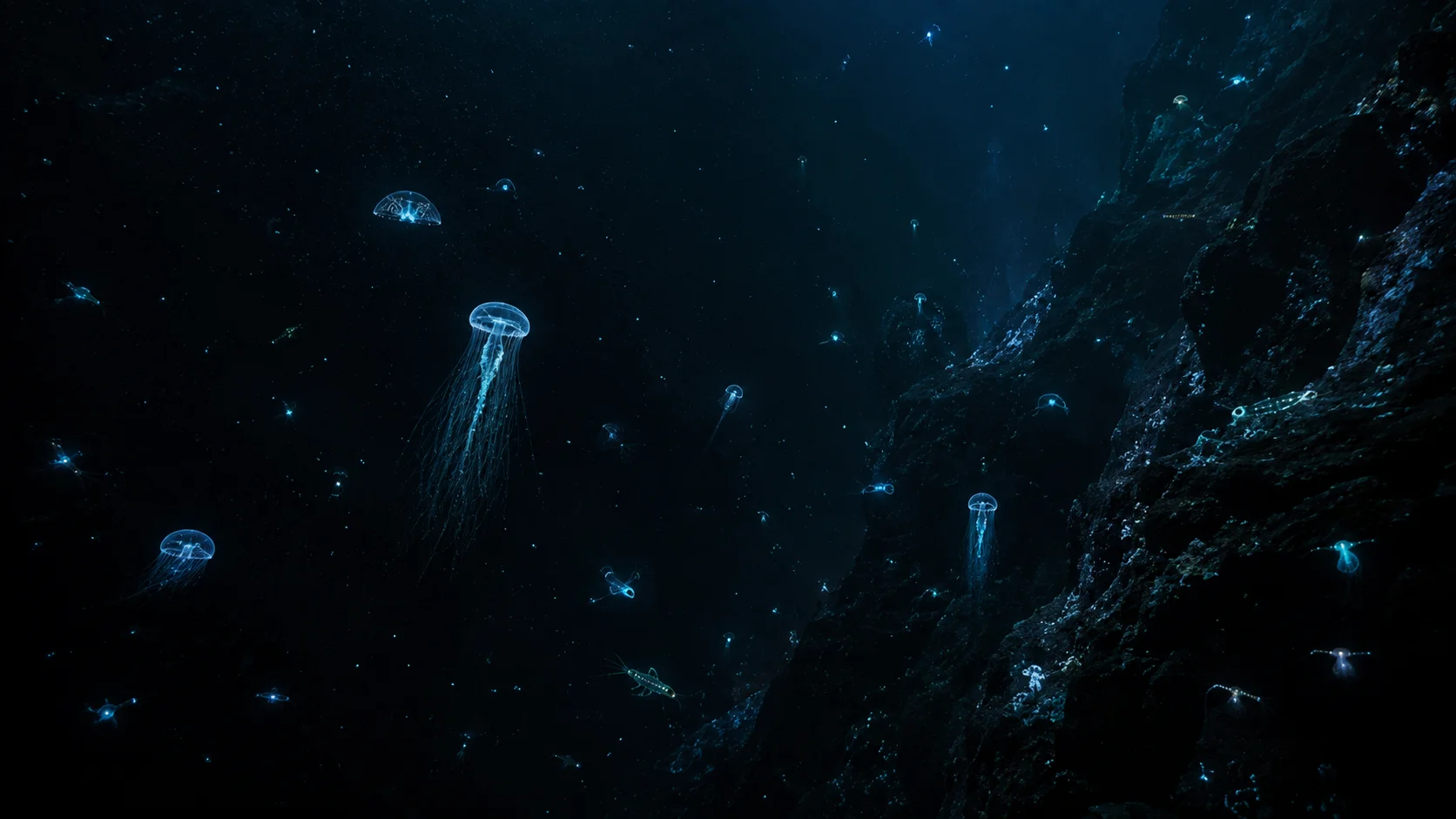 Deep Ocean Bioluminescent Wallpaper