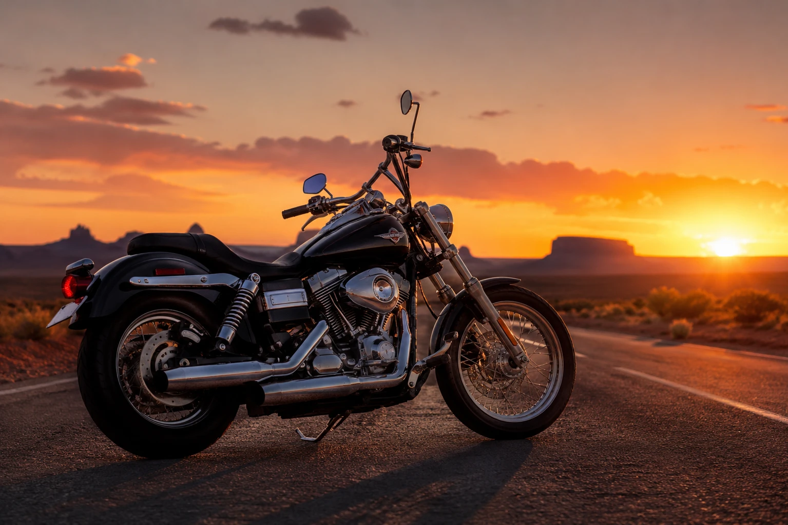 Desert Ride Cruiser Motorcycle Wallpaper