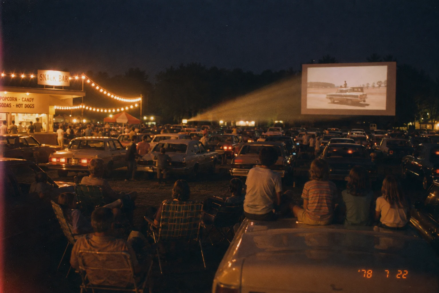 Drive-In Nights Retro Film Cinema Wallpaper wallpaper full preview