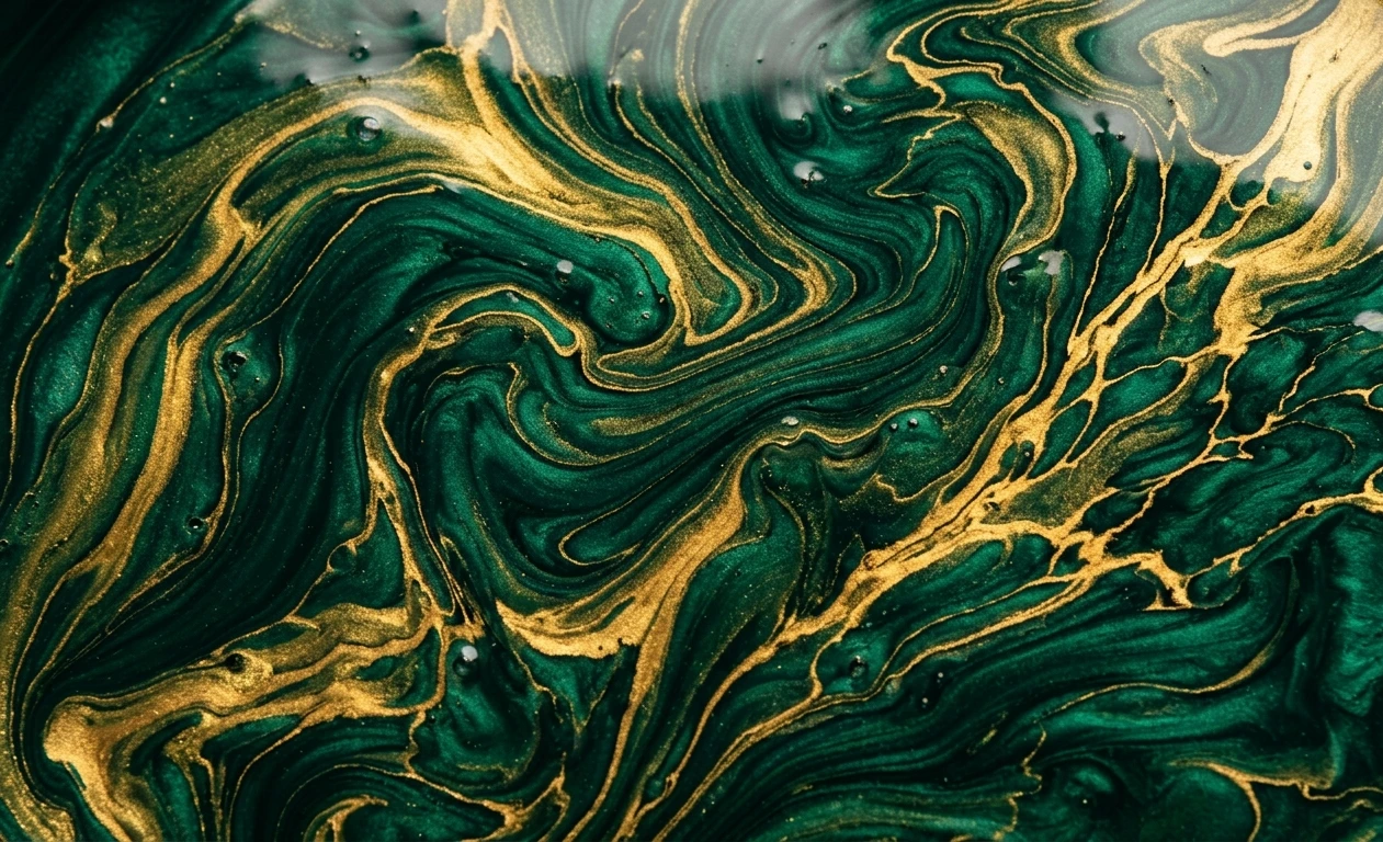 Emerald Flow Abstract Liquid Marble Wallpaper