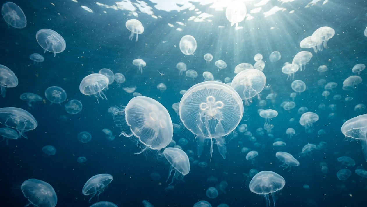 Ethereal Drift Jellyfish Underwater Wallpaper wallpaper full preview
