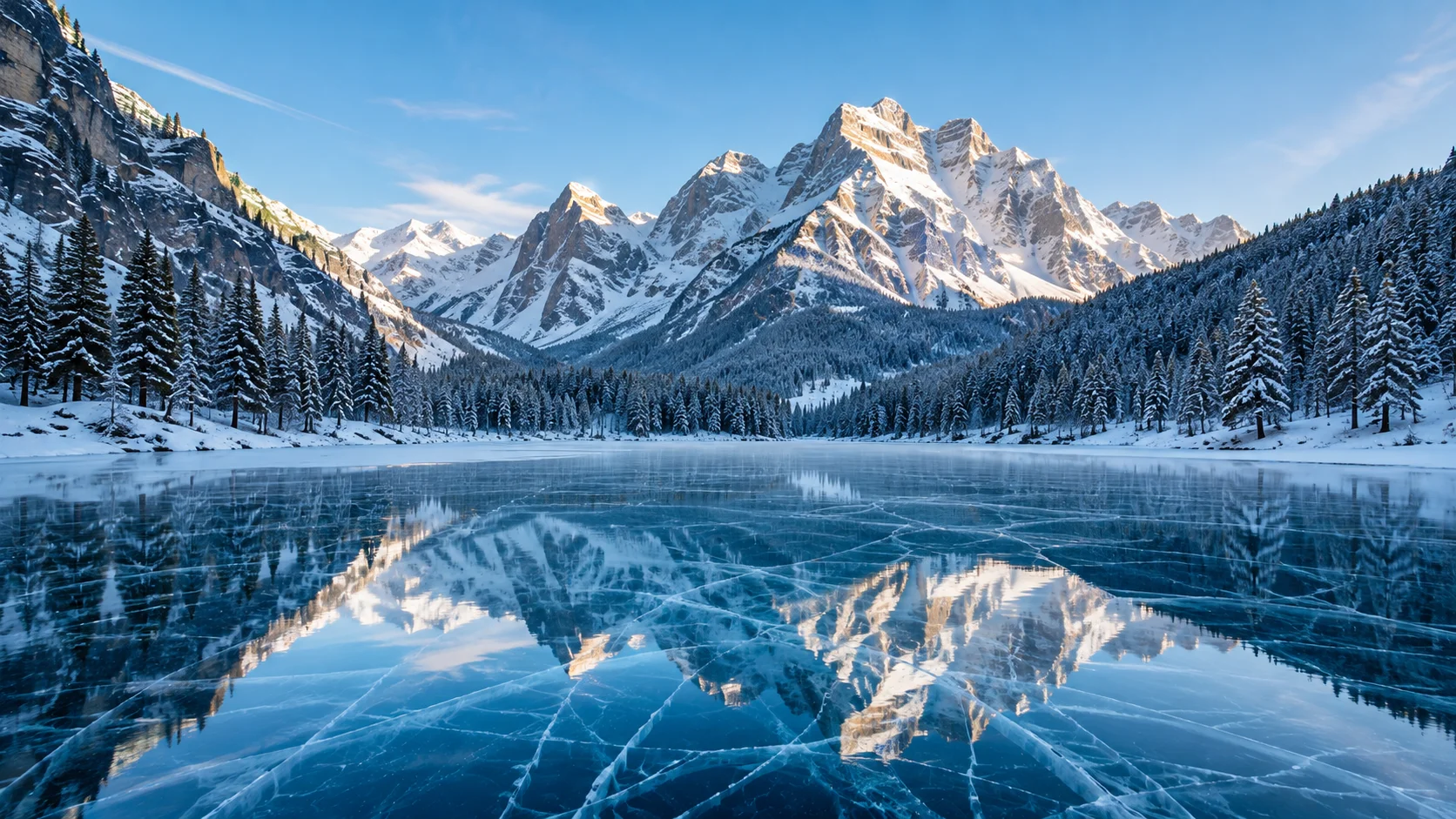 Frozen Mountain Lake wallpaper full preview