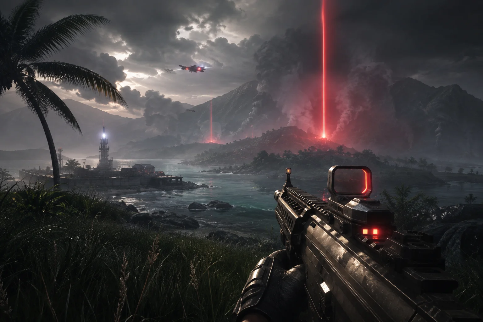 Futuristic Island Combat Wallpaper 4K wallpaper full preview