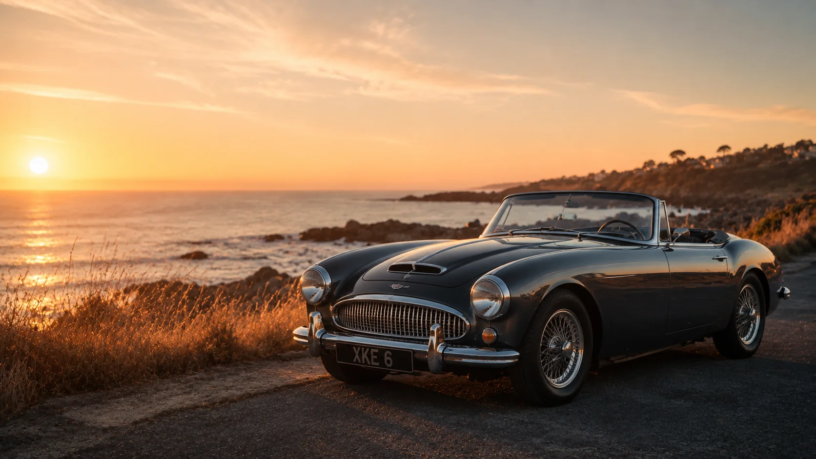 Golden Hour Coastal Car Wallpaper wallpaper full preview