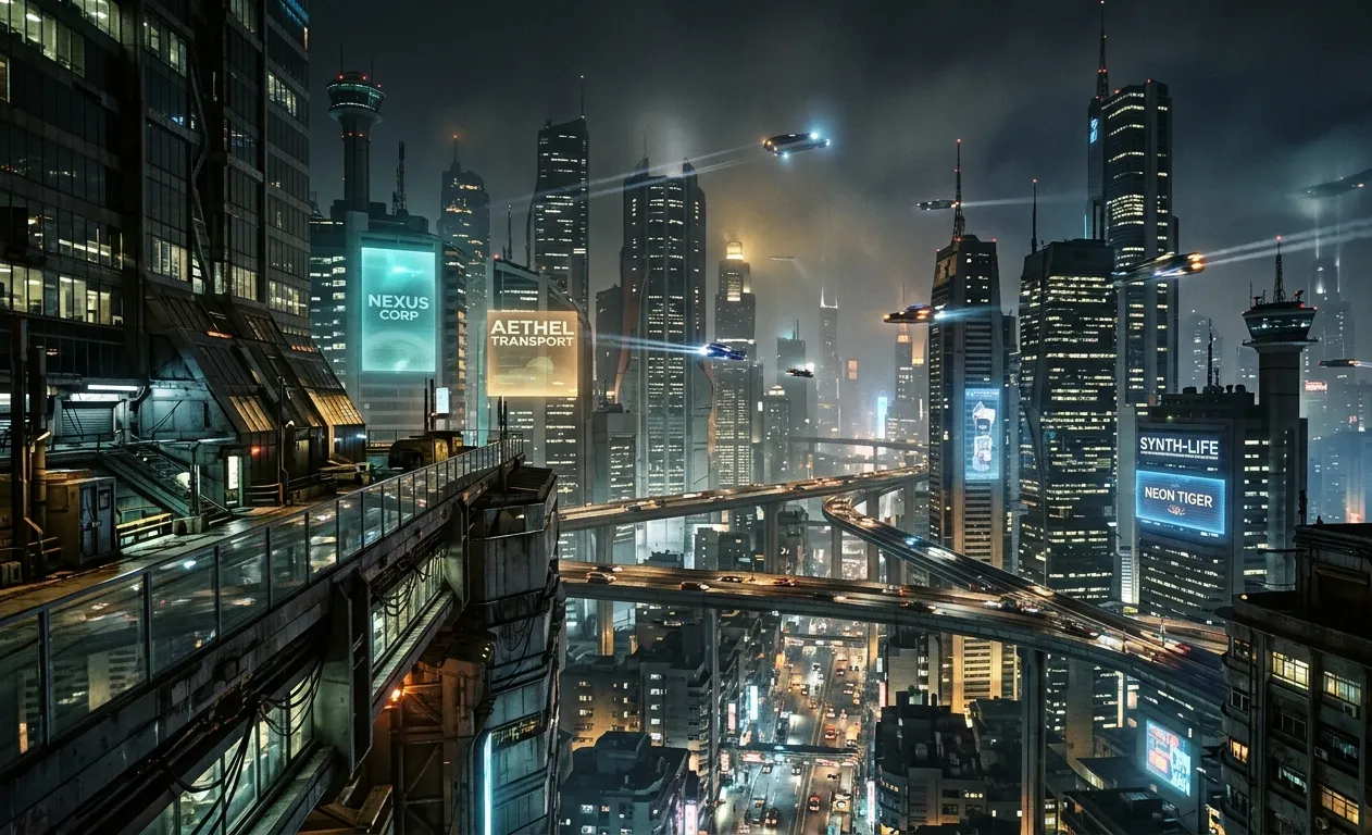 Megacity Nights Sci-Fi Skyline Wallpaper