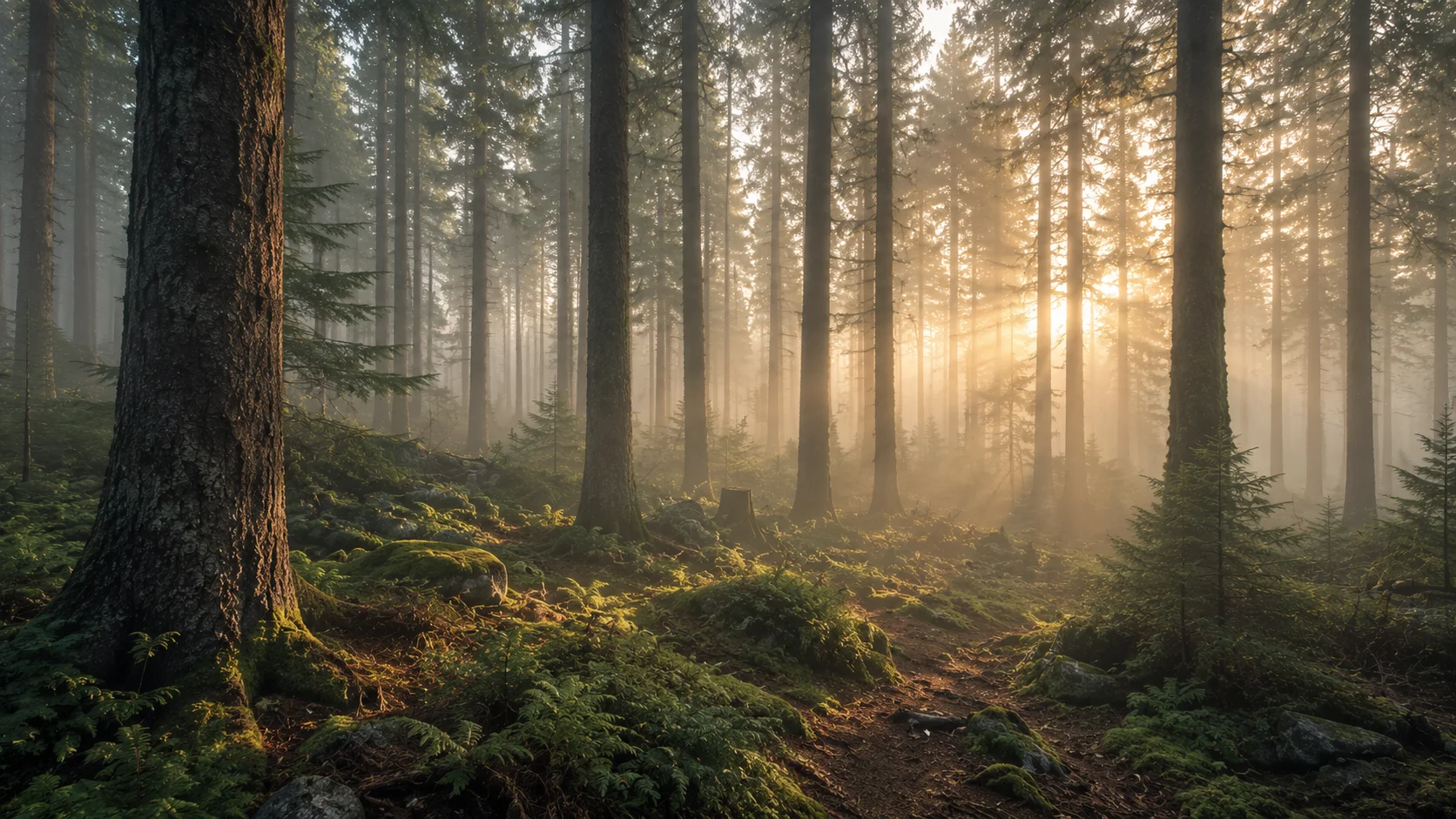 Misty Forest Morning wallpaper full preview
