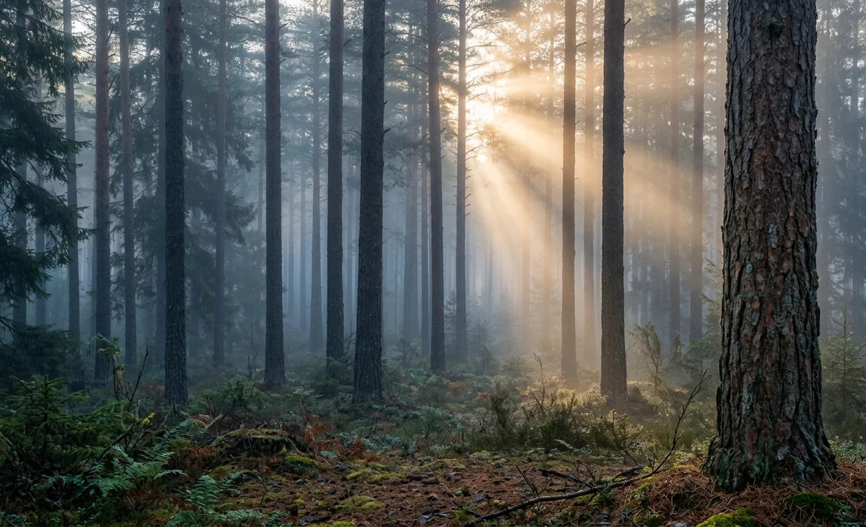 Misty Pines Nature Forest Wallpaper wallpaper full preview