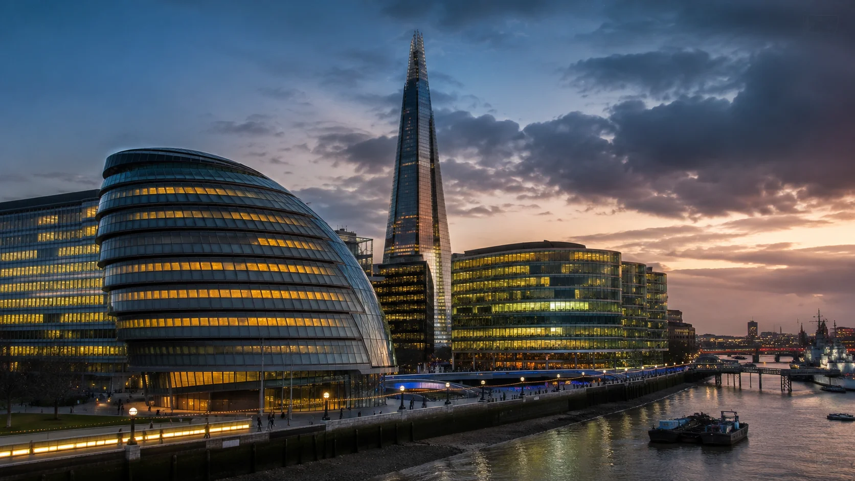 Modern Cityscape at Dusk wallpaper full preview