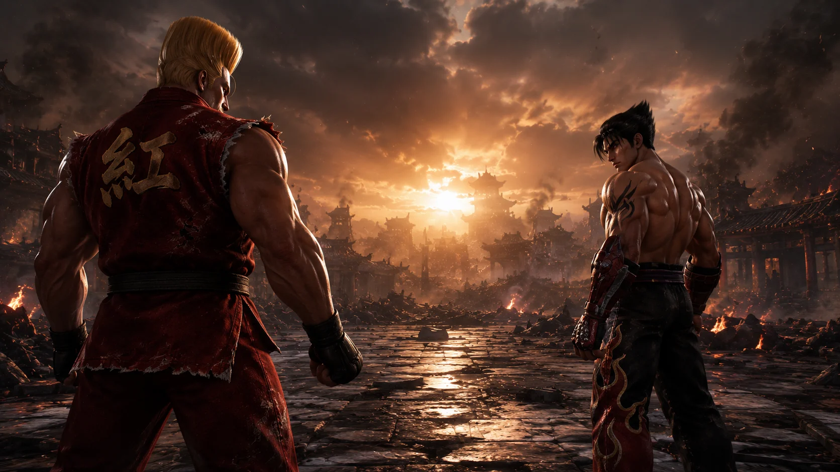 Paul vs Jin: Clash at the Ruined Temple wallpaper full preview