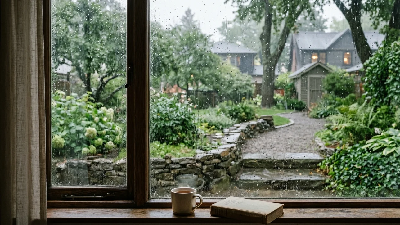 Quiet Rainy Day View from Window wallpaper full preview