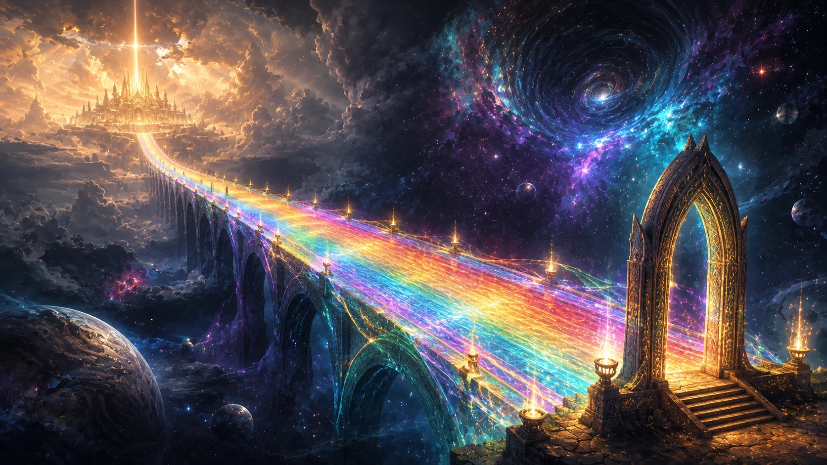 Rainbow Bridge Cosmic Fantasy Wallpaper wallpaper full preview