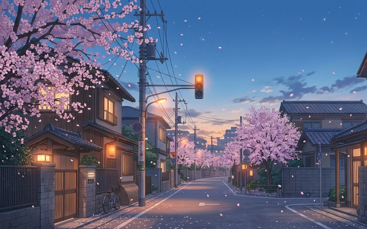 Sakura Signal — 4K Anime Wallpaper