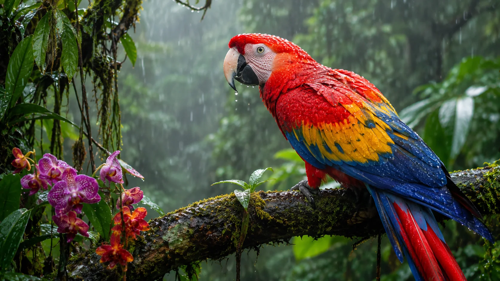 Scarlet Macaw Rainforest Wallpaper wallpaper full preview