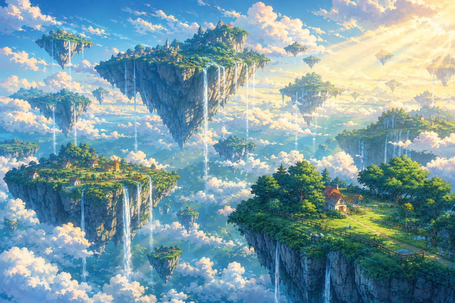 Sky Islands Anime Fantasy Wallpaper