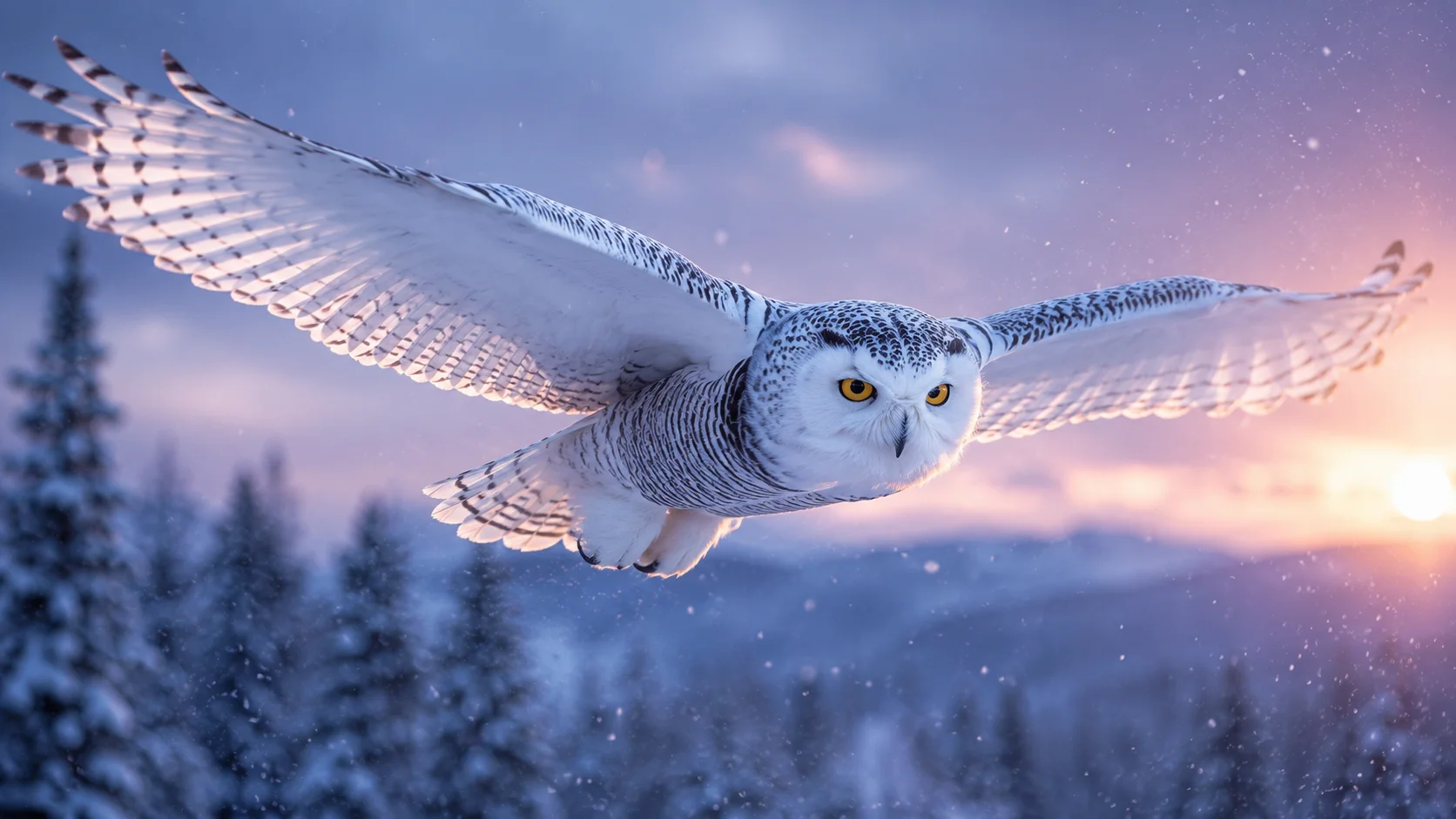 Snowy Owl Flight Wallpaper