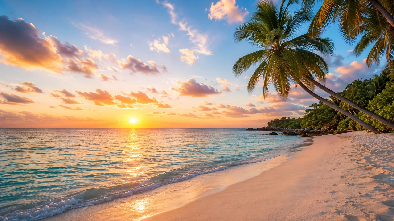 Tropical Beach Sunrise wallpaper full preview