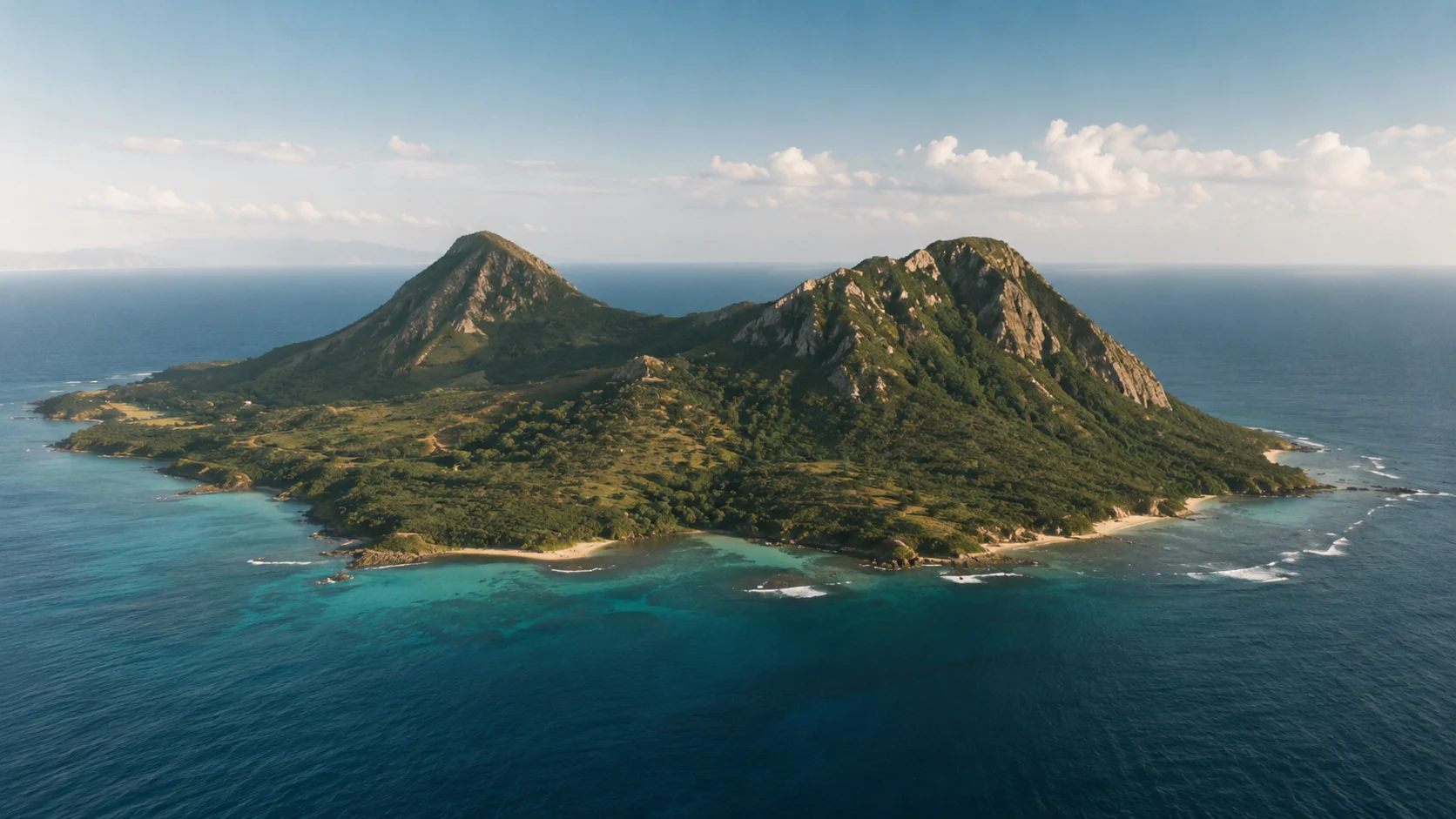 Twin Mountains on a Remote Ocean Island wallpaper full preview