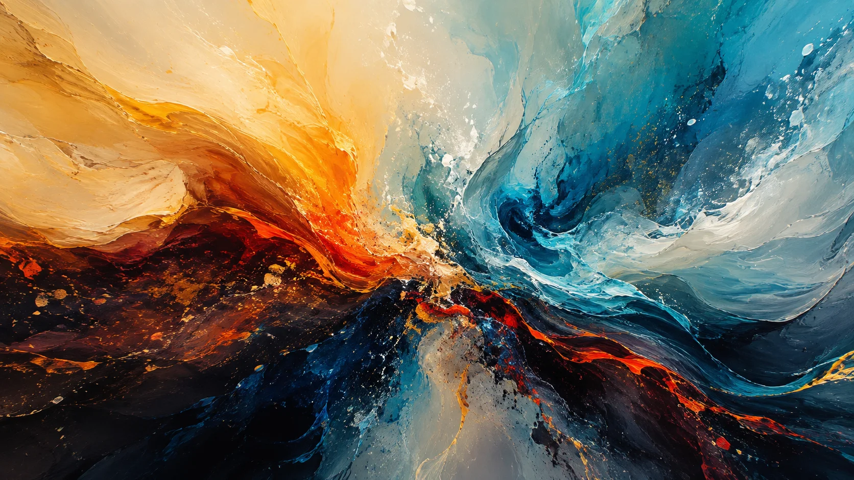 Vibrant Abstract Ocean of Fire and Ice wallpaper full preview