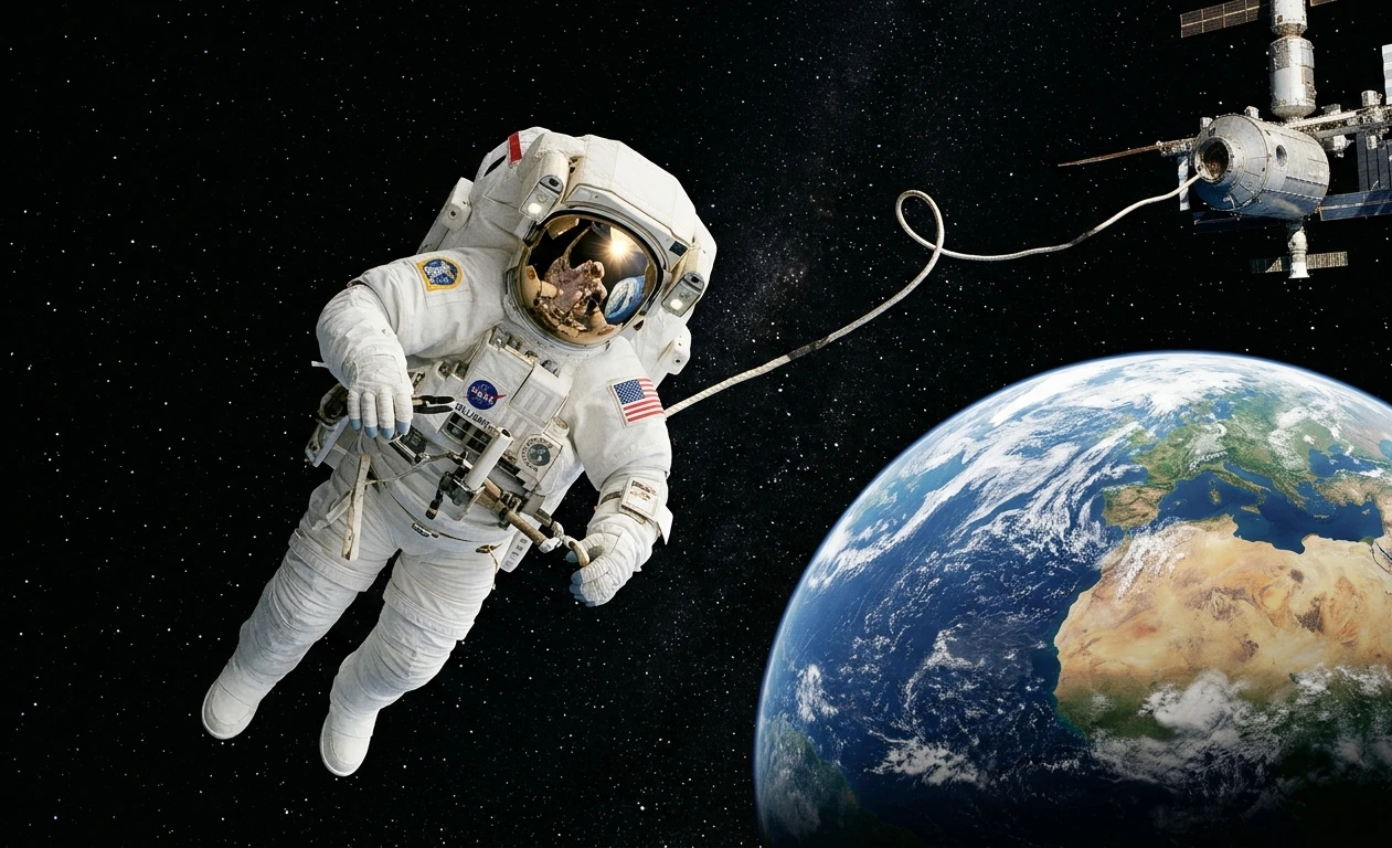 Weightless Astronaut Spacewalk Wallpaper