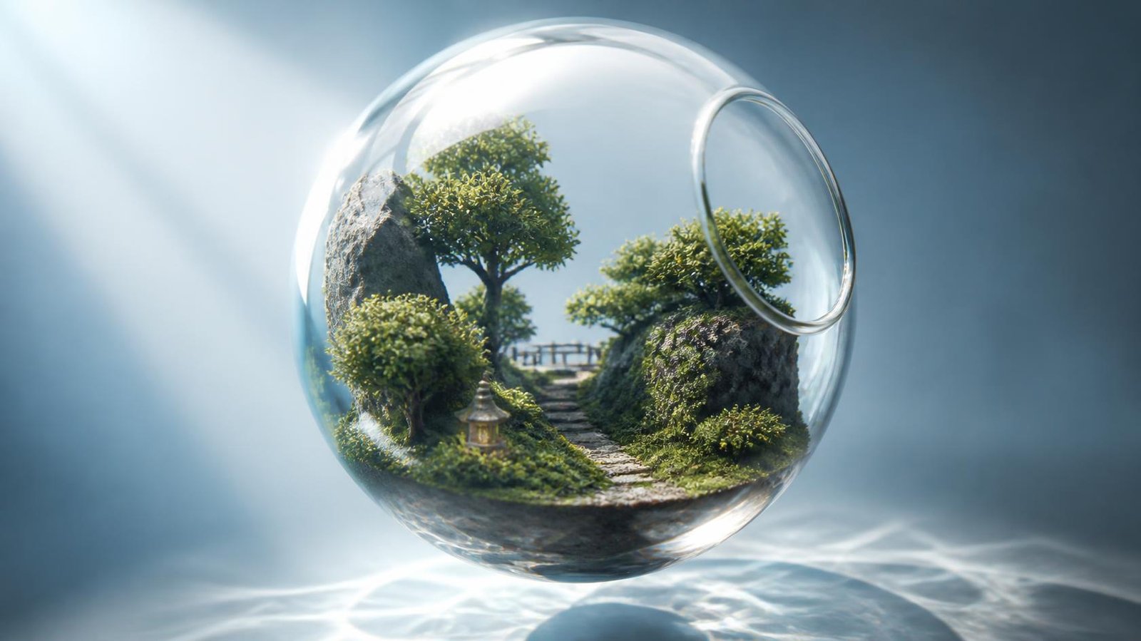 World in Glass 3D Terrarium Orb Wallpaper